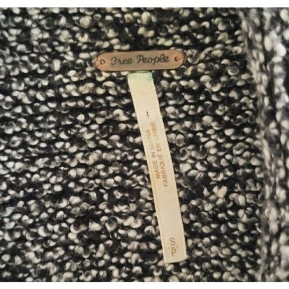 Free People Slouchy Moto Jacket - Belted Trench Pea Coat Black marled SMALL - Picture 3 of 11